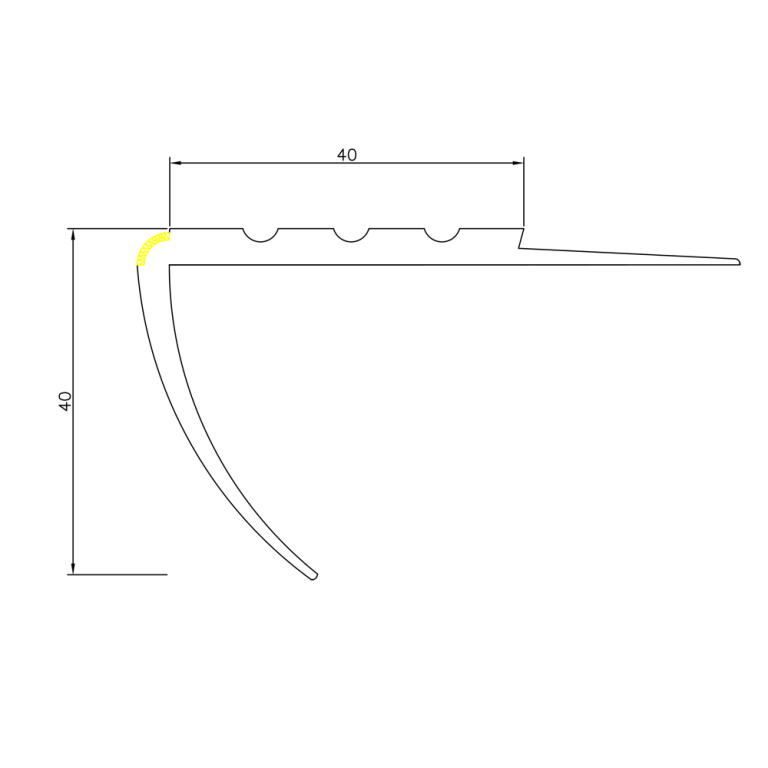 Flexible Non-Slip Stair Nosing, 40x40mm Warning 730-RD-O Stair Nosing etc