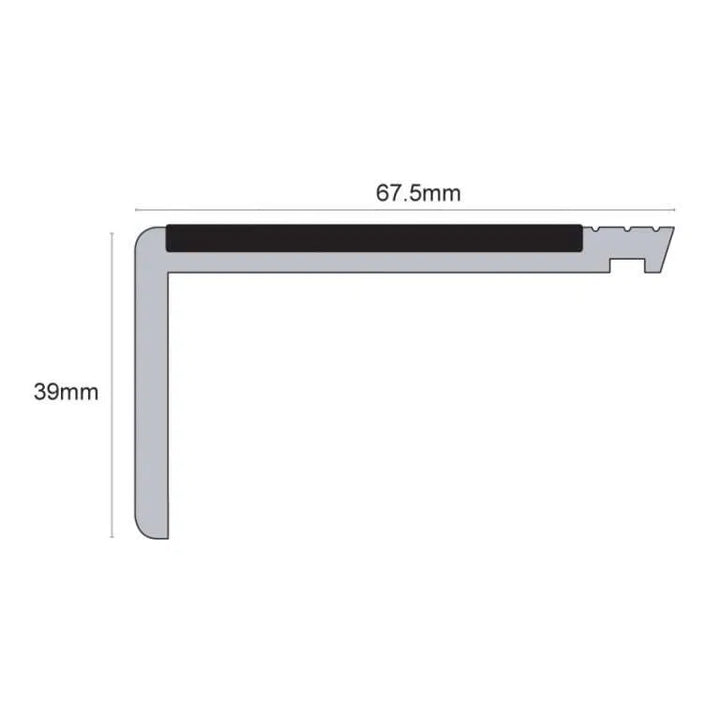 NHP – 67.5 x 39mm Tredsafe Non Slip Heavy Duty Hard Nose PVC Stair Nosing Stair Nosing etc